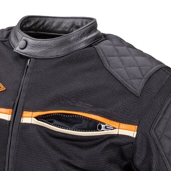 🏍️ Letní moto bunda W-TEC 2Stripe – XXL – černo-béžovo-oran - 8