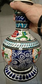 STAROŽITNOST _ VODNÍ DÝMKA mosaz + váza z PARCELANU - 8