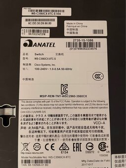 💻 Cisco Switch Catalyst 3560-CX – 8 portů (Repasovaný) - 8