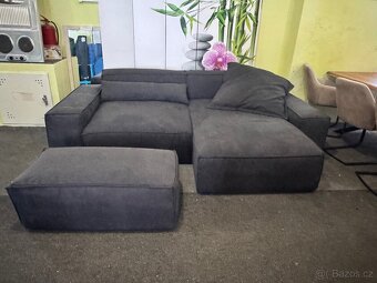 NOVÁ černá Sedací souprava Sirpio 270cm s taburetem - 8