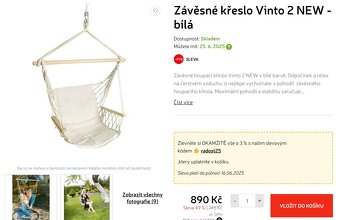Závěsné křeslo Vinto 2 NEW - bílá - 2 ks - 8