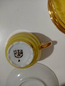 Retro hrníčky s podšálky porcelánová sada značeno - 8