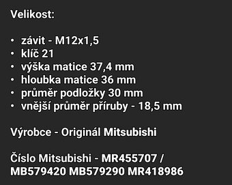Kolové matice M12x1,5 (MR455707) - 8