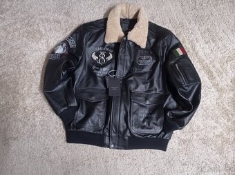 NOVÁ letecká kožená bunda s nášivkami - XXL - 8