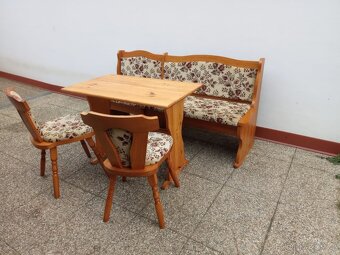 Jídelní set, rustikální nábytek, lavice, židle, stůl - 8