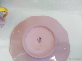 Růžový porcelán - hrneček s talířkem - 8