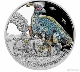 Stříbrná mince Pravěký svět - Parasaurolophus proof - 8