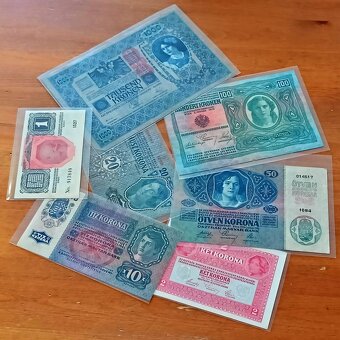 Bankovky Rakousko-Uherska(1000, 100, 50, 20, 10, 2,1 koruna) - 8
