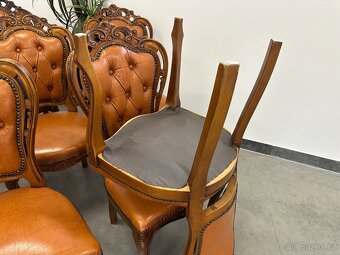 12 kusů Zámecké barokní židle CHESTERFIELD. Pravá kůže. - 8