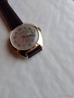 Staré funkční  pozlacené hodinky Slava automati - 8