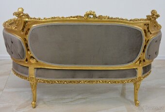 Zámecké řezbované sofa s amorky - čalouněné - 8