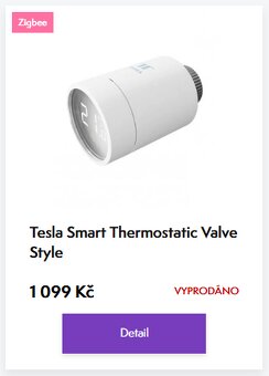 Termostatická hlavice TESLA Smart Valve Style - 8