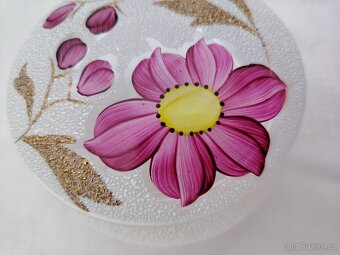 Skleněná cukřenka s růžovými květy - 8