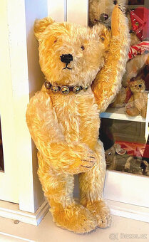 Starý plyšový medvídek Steiff s knoflíkem, výška 46 cm, 20. - 8