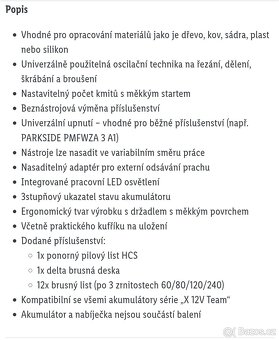 Aku excentrický přístroj peformance V12 na řezání, broušení - 8