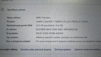 Dell Precision 7550, i7 10850H, 32 Gb, RTX 3000 6GB, 1 TB - 8