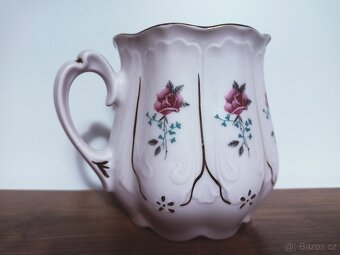 2x hrnek z růžového porcelánu s květem růže - 8