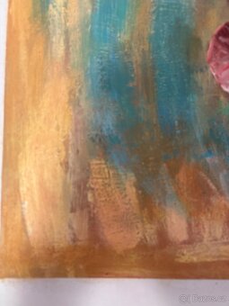 kvety v tyrkysove vaze - olejomalba 61 x 76 cm - 8