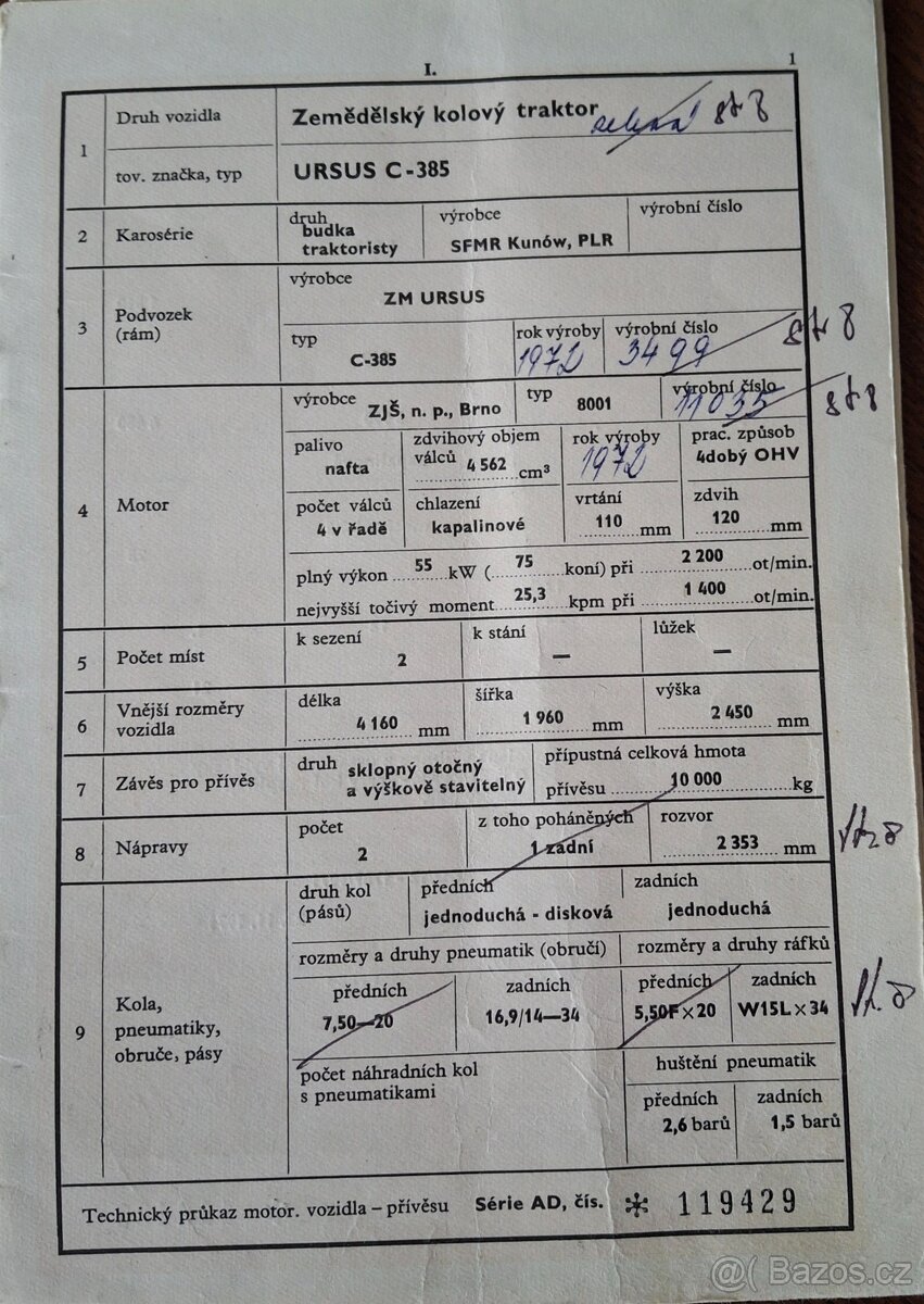 Ursus C-385 4×4 + radlice sněhu, STK 6/2027 – připraven na z - 9