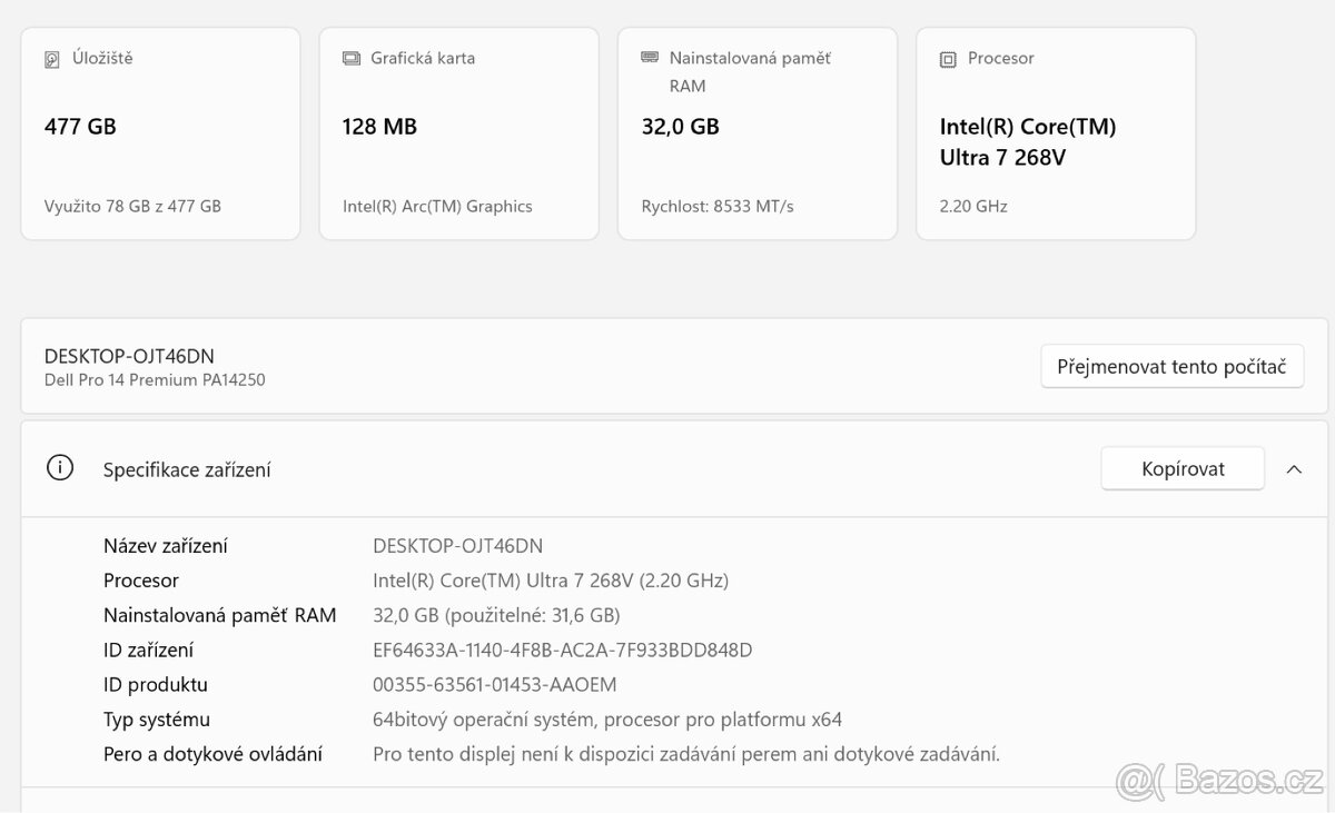 Dell Pro 14 Premium PA14250 – 32GB / 512GB /Ultra 7 / záruka - 9