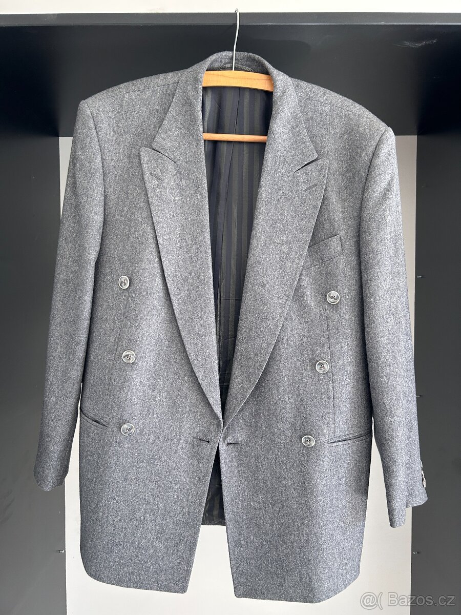 Pánský vlněný oblek - šedý, velikost 46 - 9