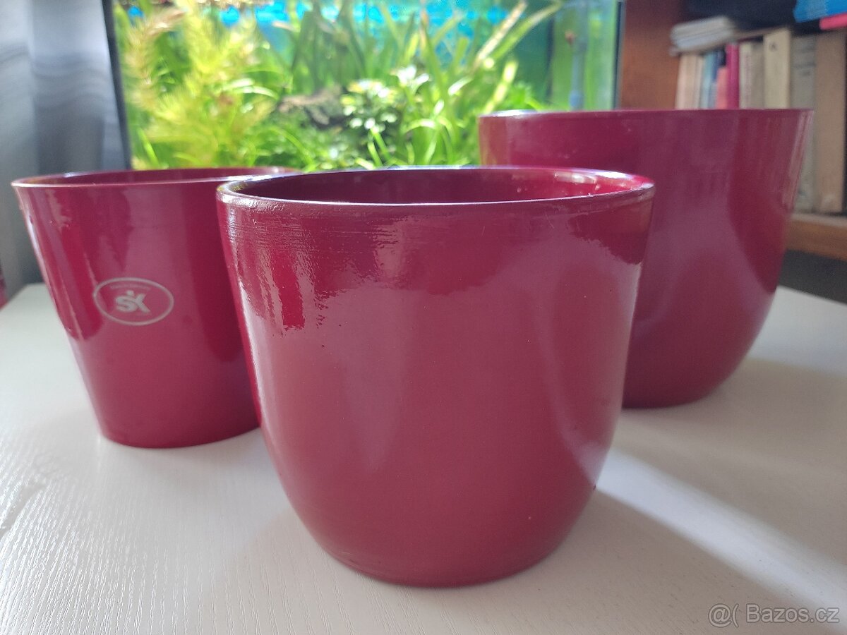 Červené obaly na květináče - sada - 9