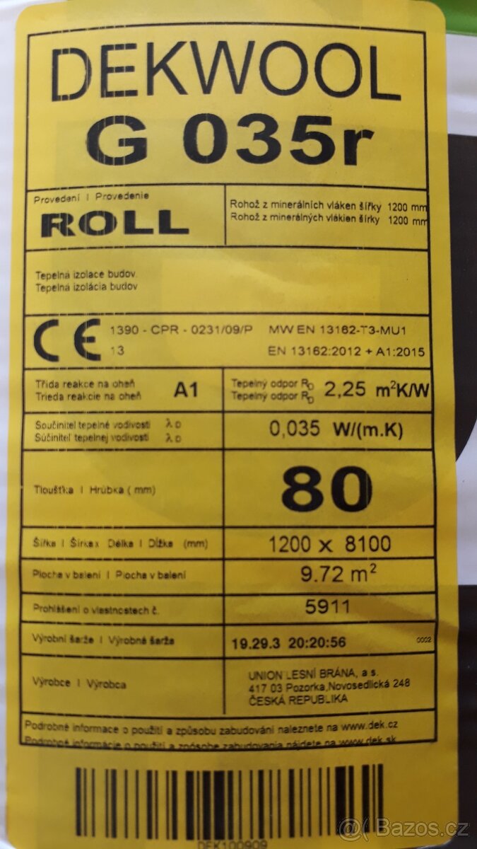 Izolační vata 035, 5-15cm. - 9