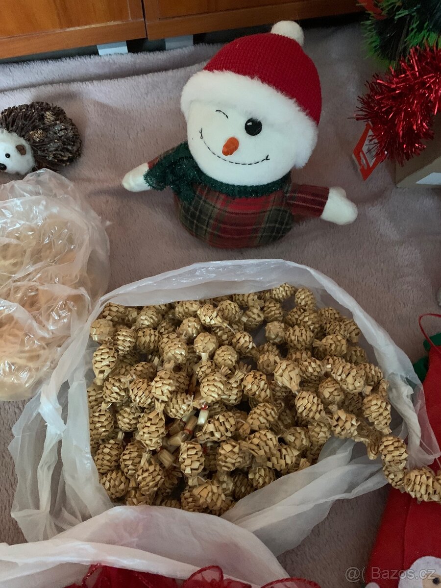 Vánoční dekorace: dřevěné ozdoby, slaměné, čert hand made - 9