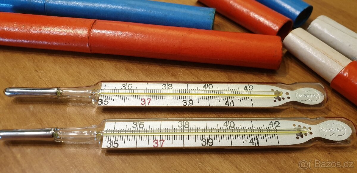 MINUTOVÝ RTUŤOVÝ TEPLOMĚR LÉKAŘSKÉ RETRO ART DECO - 9