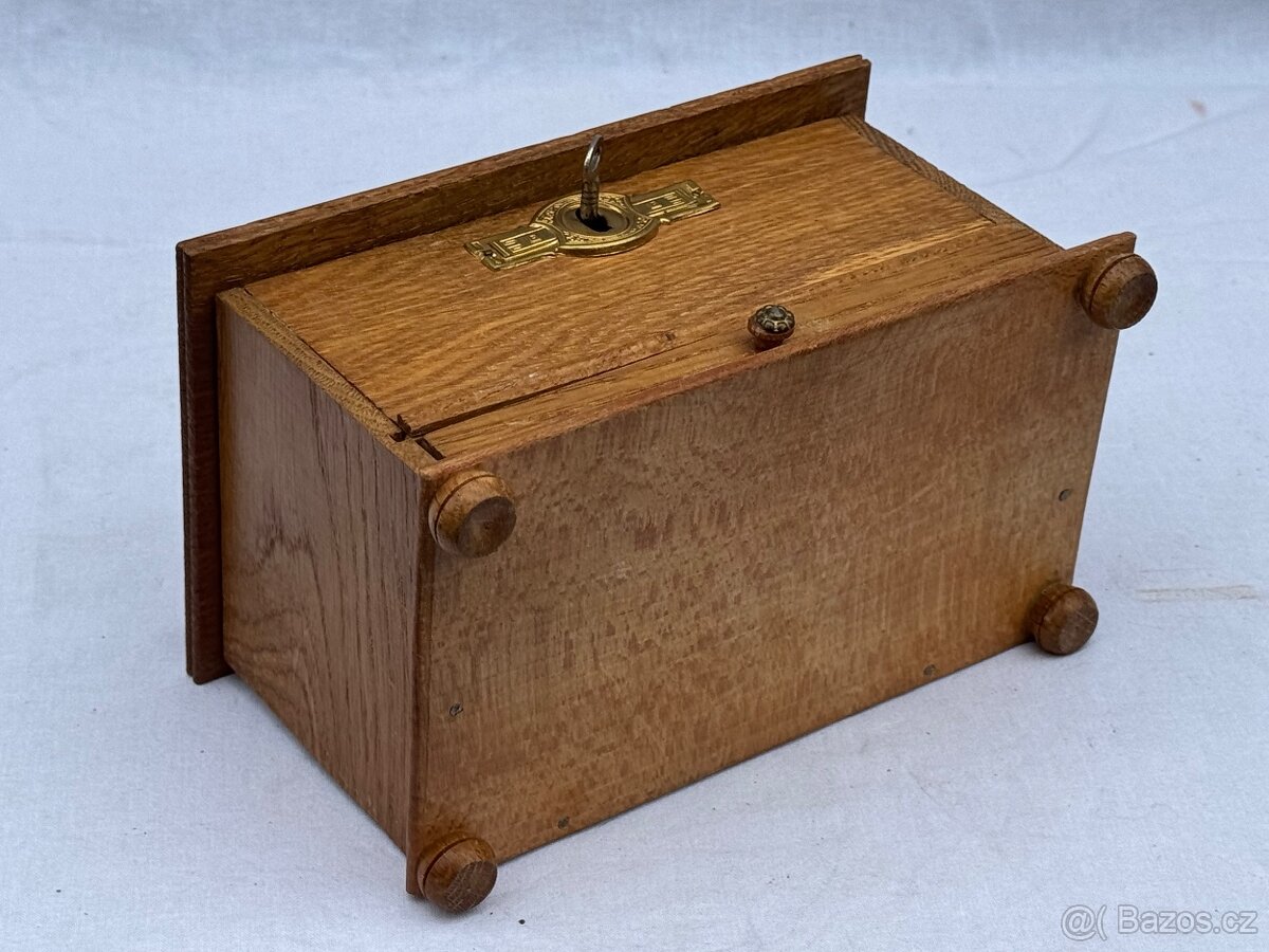 Secesní dřevěná šperkovnice Mosazné kování - 9