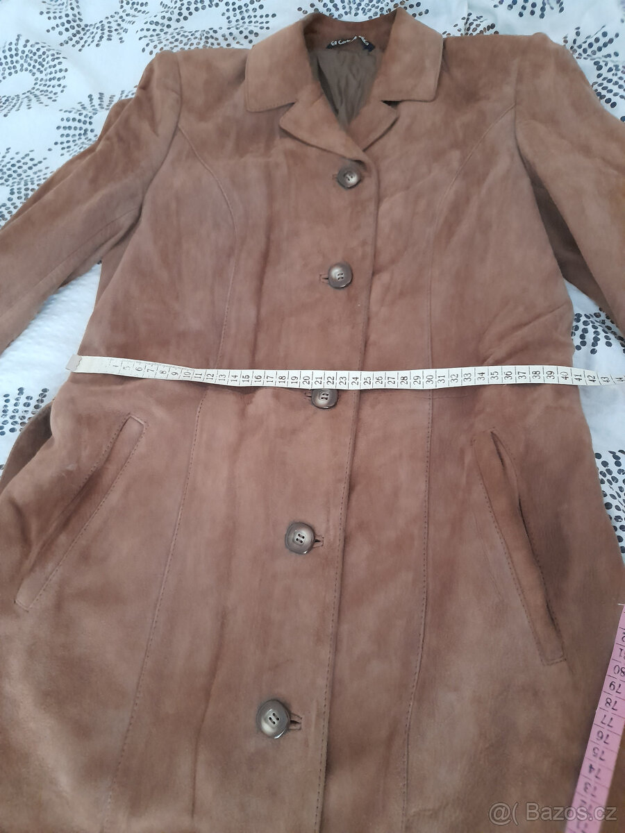 Hnědý semišový kabát, vel. 42 - 9