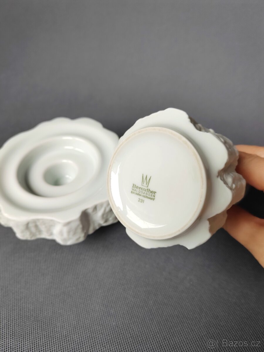 Sada neobvyklého porcelánu svícen+váza Bareuther Waldsassen - 9