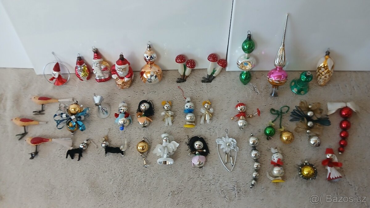 Staré Vánoční ozdoby - muchomůrky, ptáčci atd dle fotek - 9