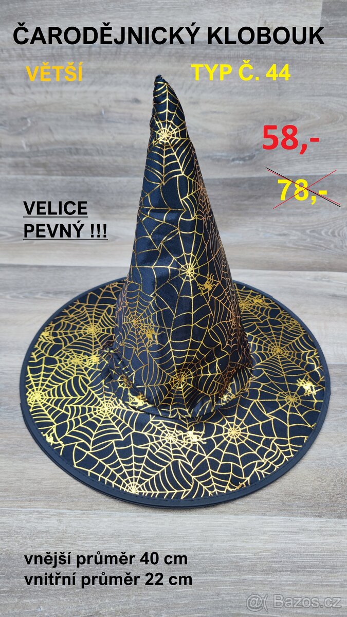 Čarodějnické klobouky -VĚTŠÍ PEVNÉ - slevy - 9