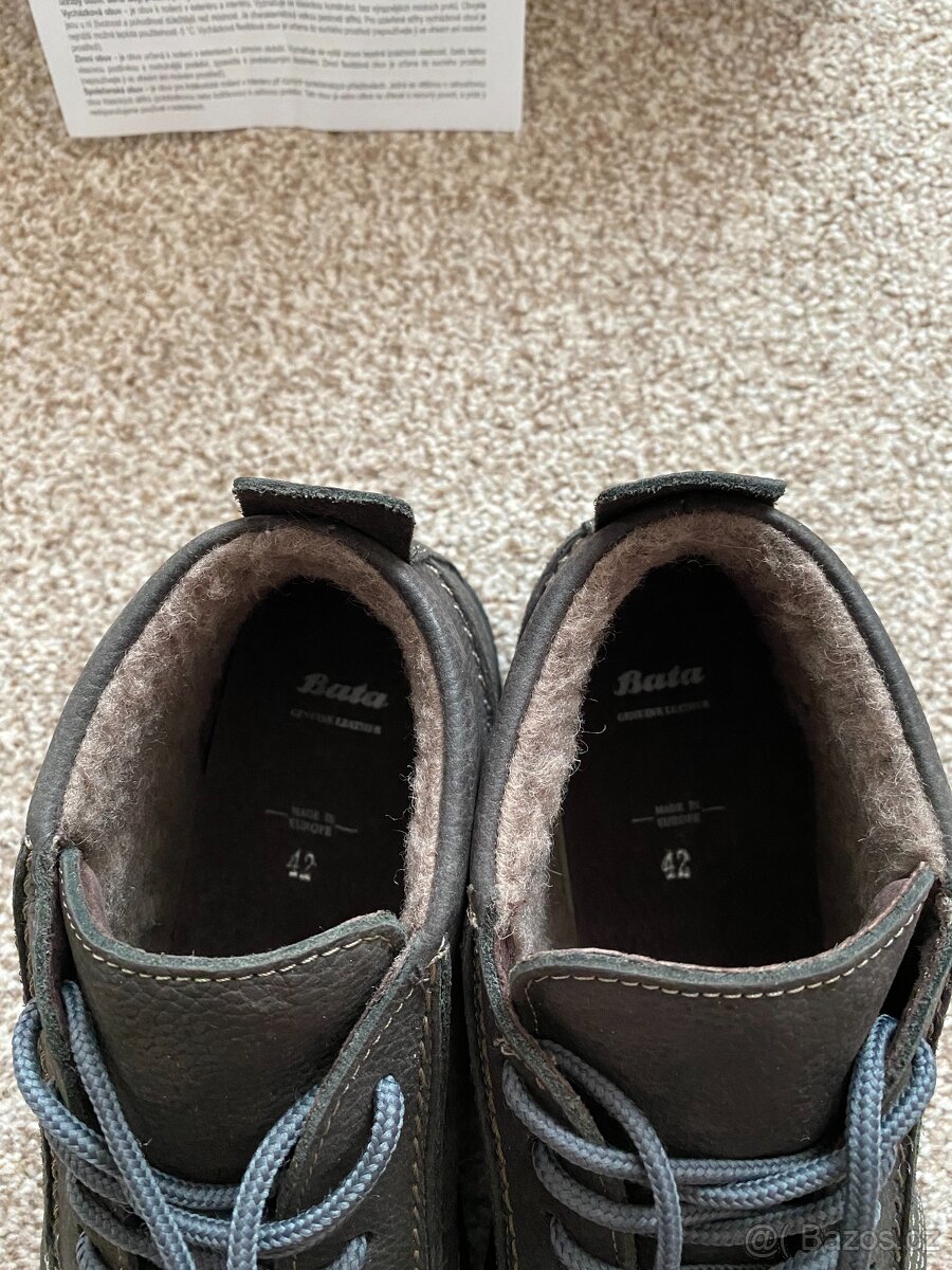 Nové pánské kožené zimní boty Baťa s kožichem - č. 42 - 9