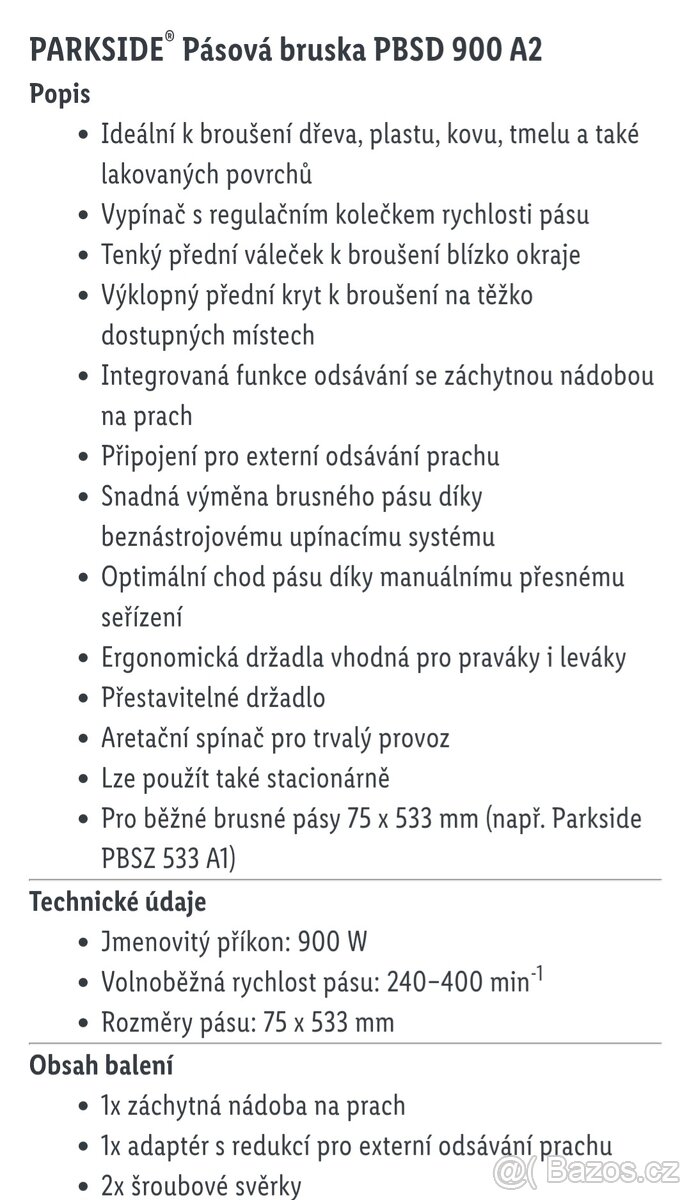 Elektronická pásová bruska PBSD 900 W parkside - 9