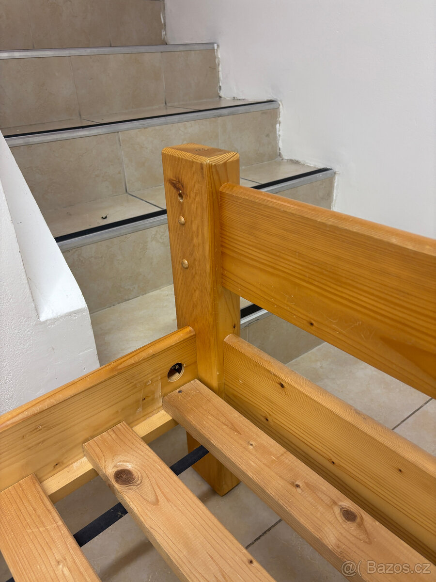 Dřevěná postel, 90×200 cm + 2 šuplíky - 9