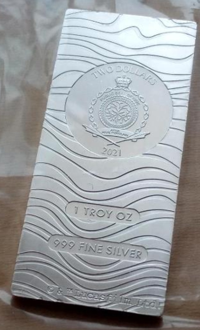 Stříbrné slitky Star Wars Mandalorian Beskar Bar 1 oz (2021) - 9