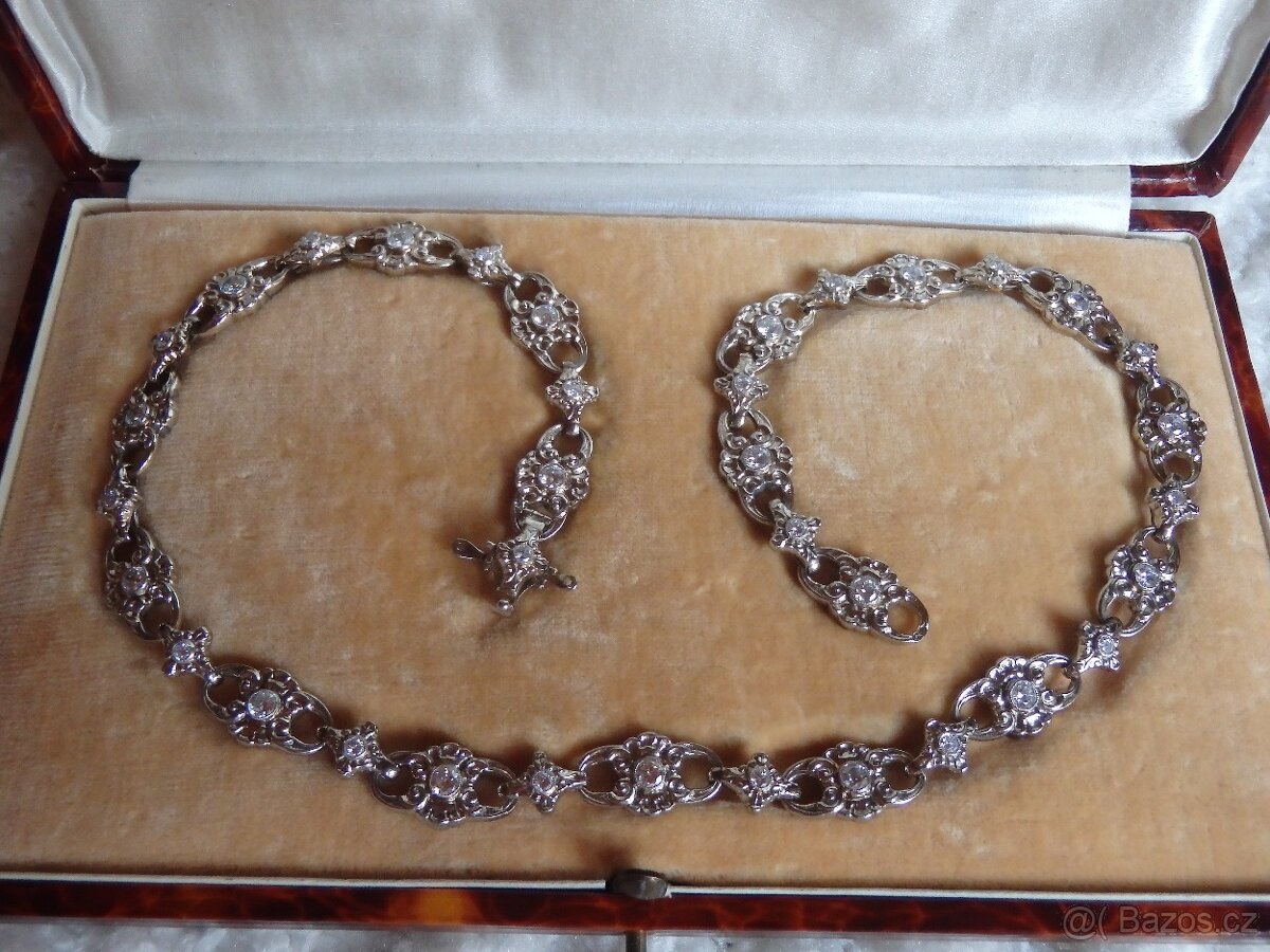 Zlatý diamantový starožitný náhrdelník. - 9