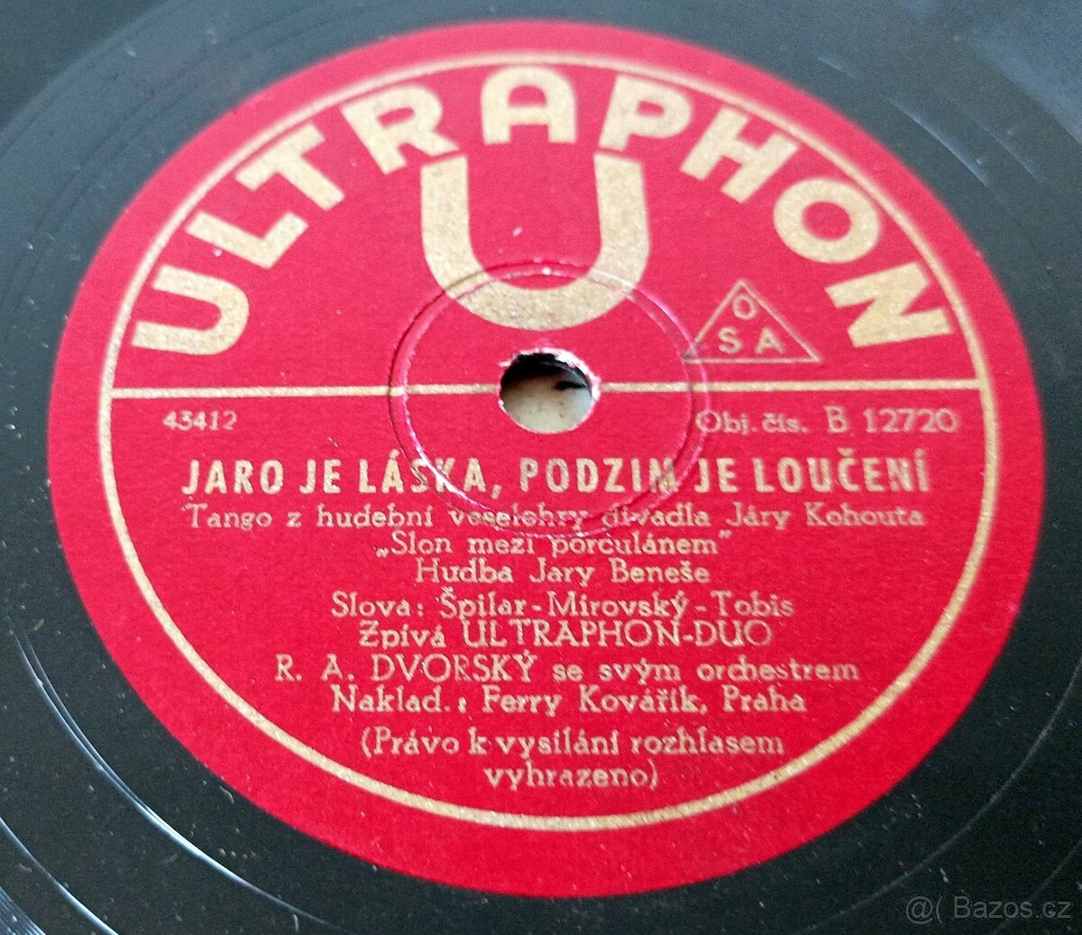 4 šelakové gramofonové desky ULTRAPHON, R. A. Dvorský - 9