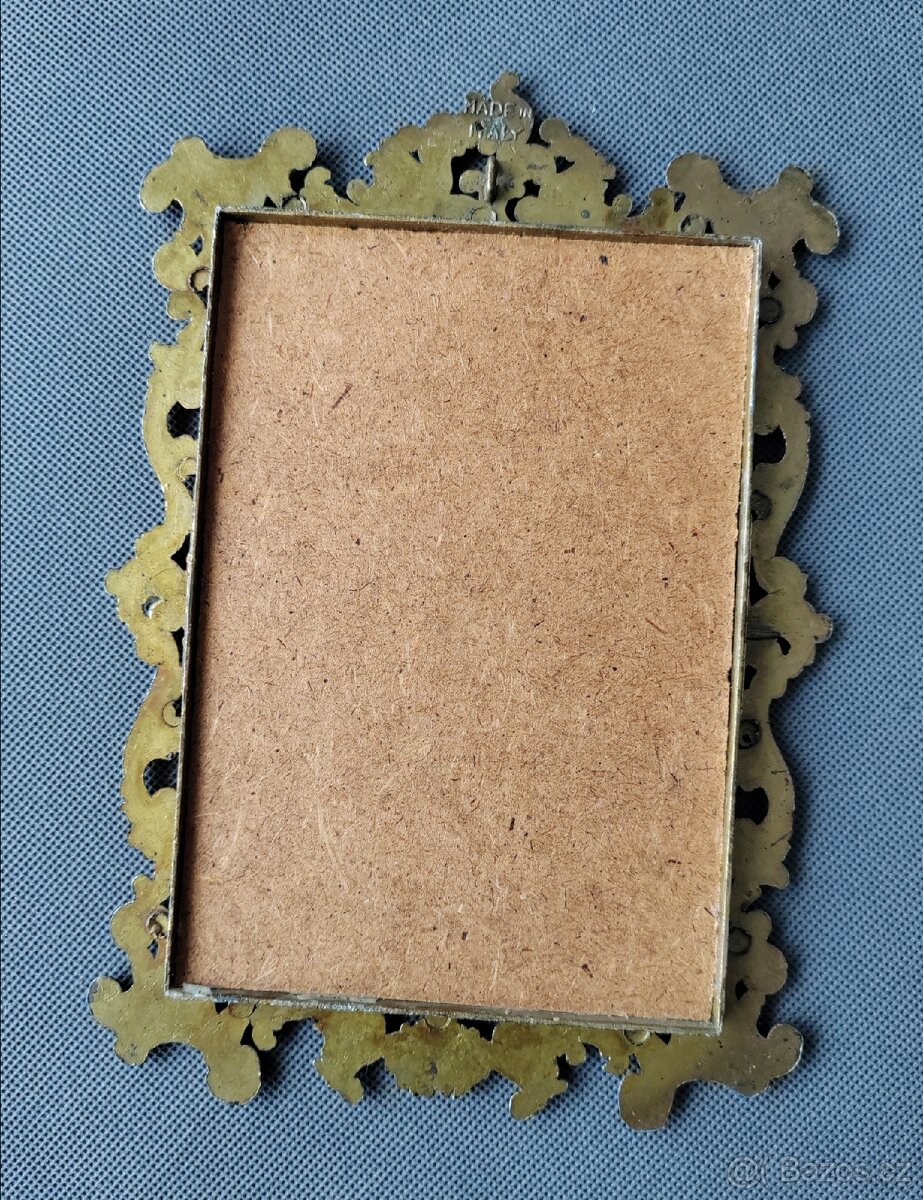 Nádherný obrázek na hedvábí v mosazném ramu (Itálie) - 9