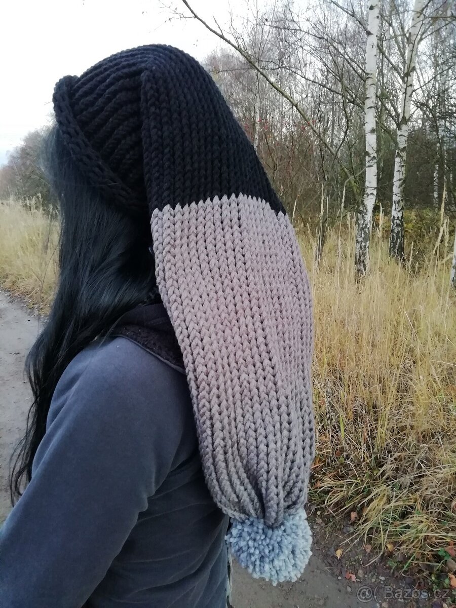 Nová pletená mega dlouhá čepice - 9