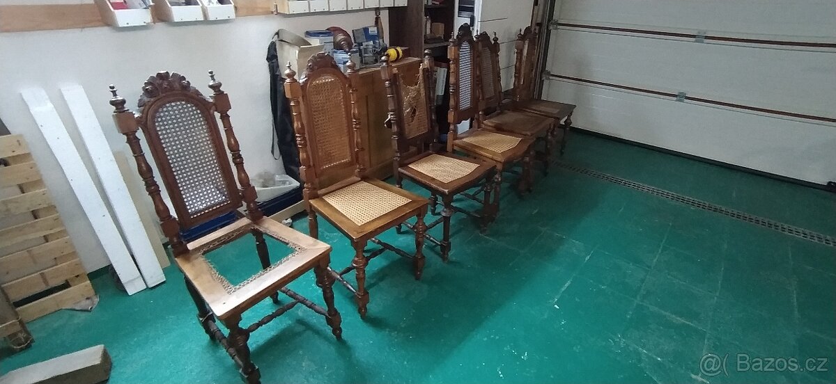 Staré židle s výpletem v zámeckém stylu k renovaci - 9