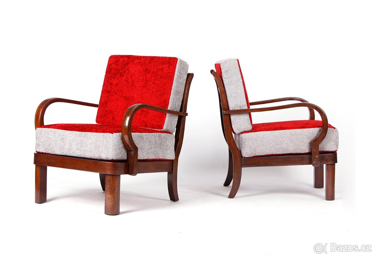 Prvorepubliková párová křesla po přečalounění. - 9
