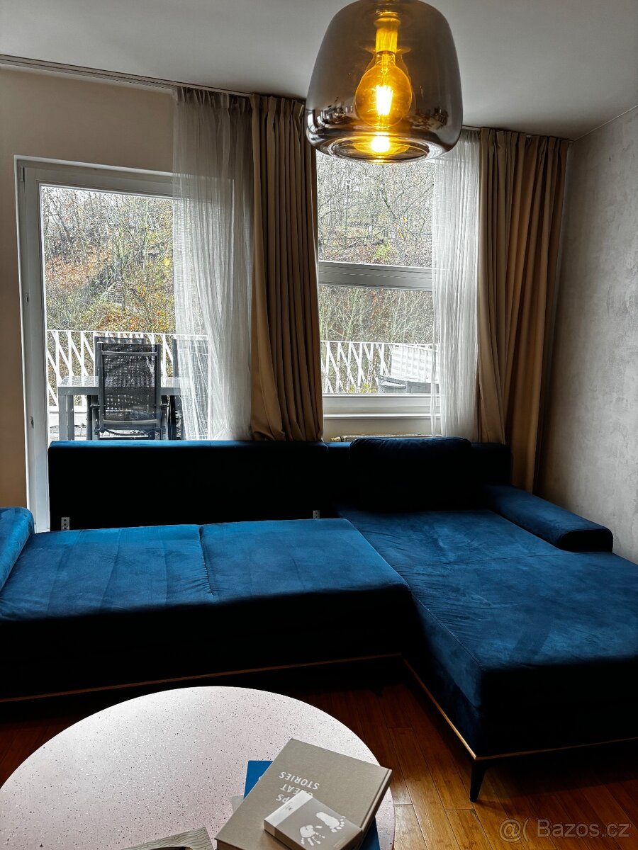 Rohová pohovka Planet z Bonami Semišová, Pravý roh - 9