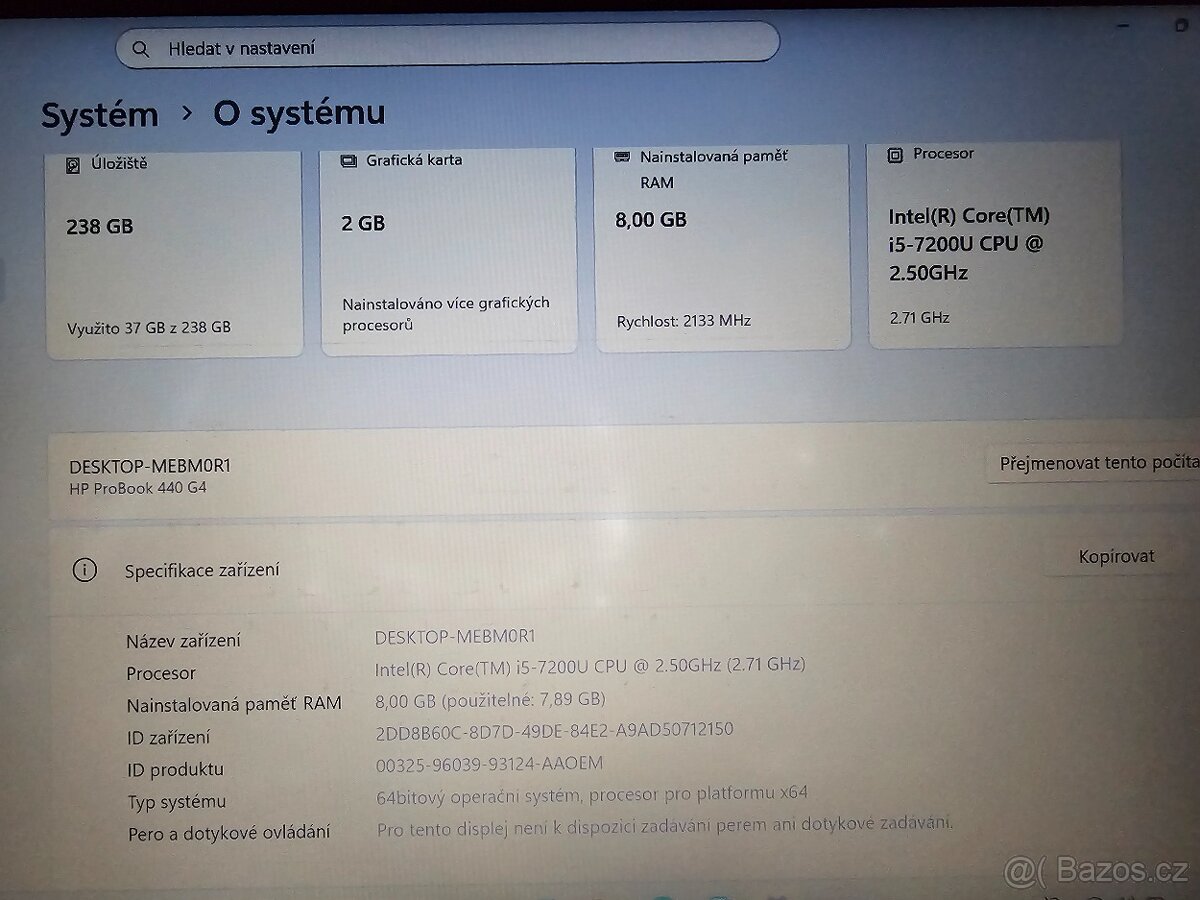 HP 440 G4 - 14" FullHD, i5, SSD 256GB, 8GB RAM - 9
