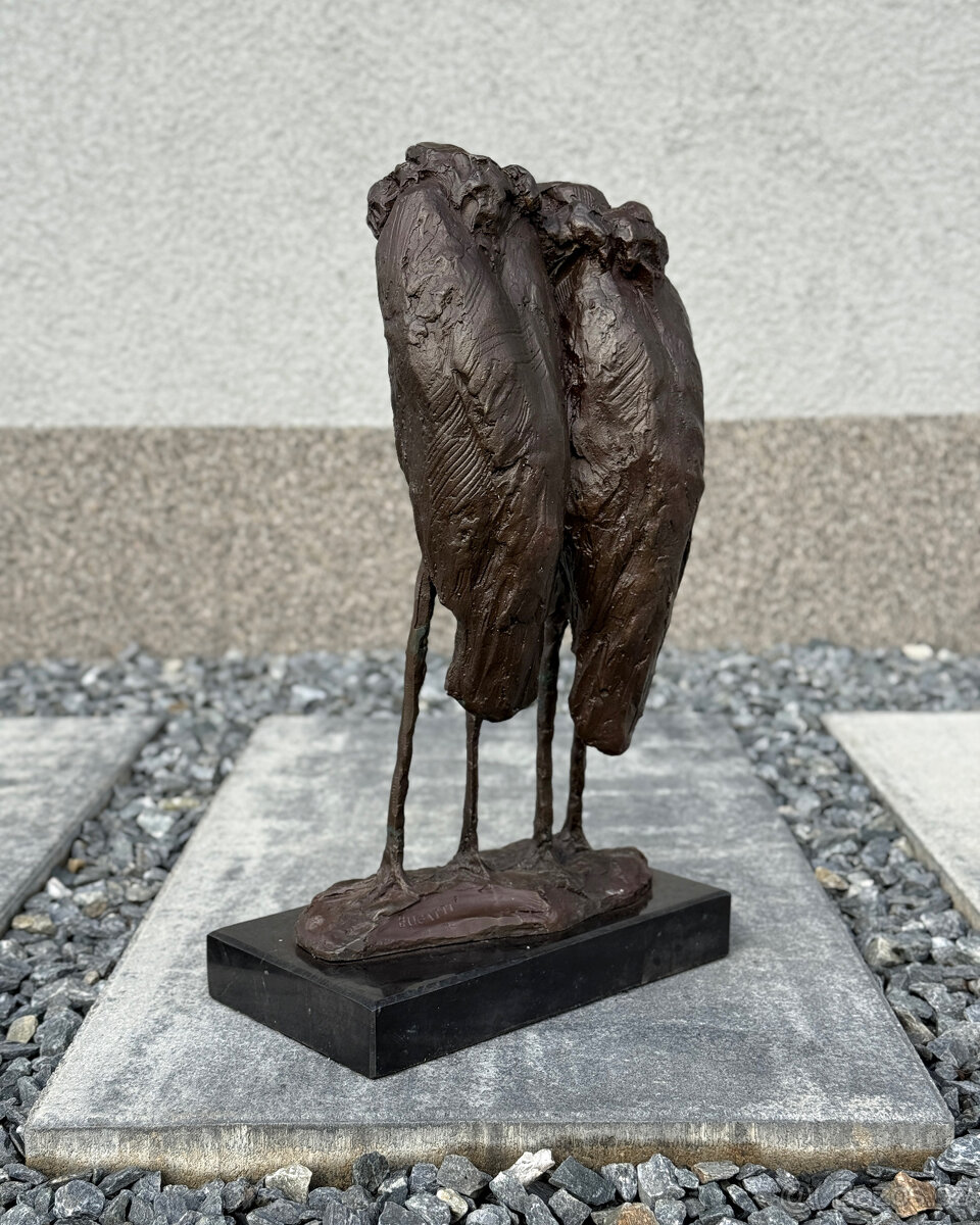 Bronzová socha Pár marabu exotická soška ptáků luxusní dekor - 9