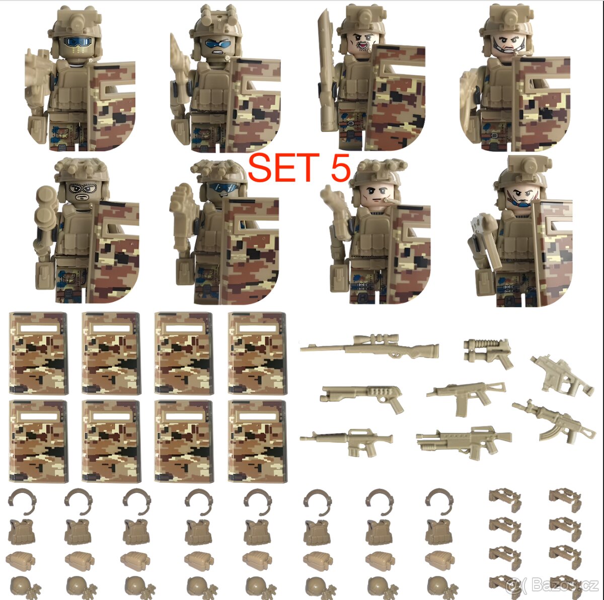 Rôzne sety vojakov 7 + doplnky - typ lego - nové - 9