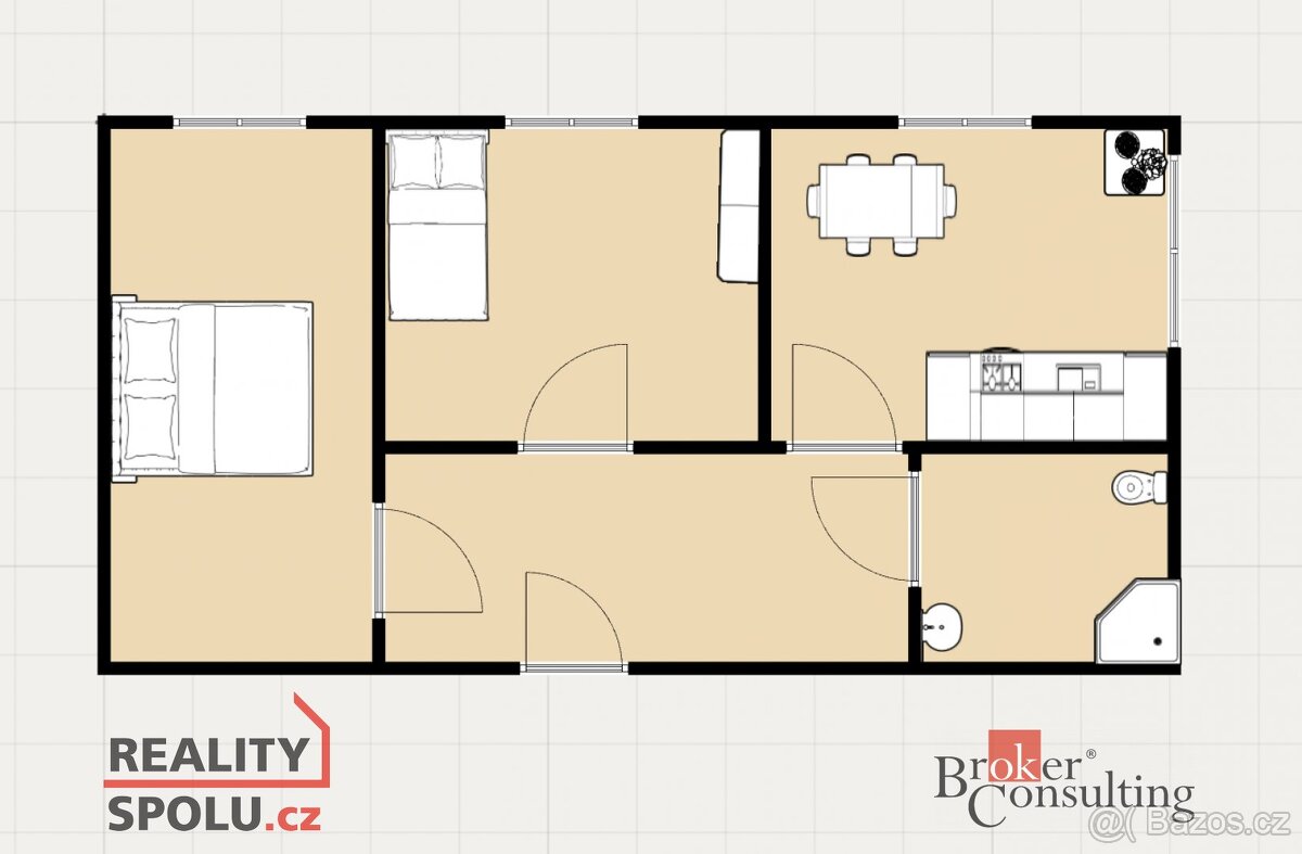 Pronájem, byty/2+1, 62 m2, náměstí 1. Máje 91, 43001 Chomuto - 9