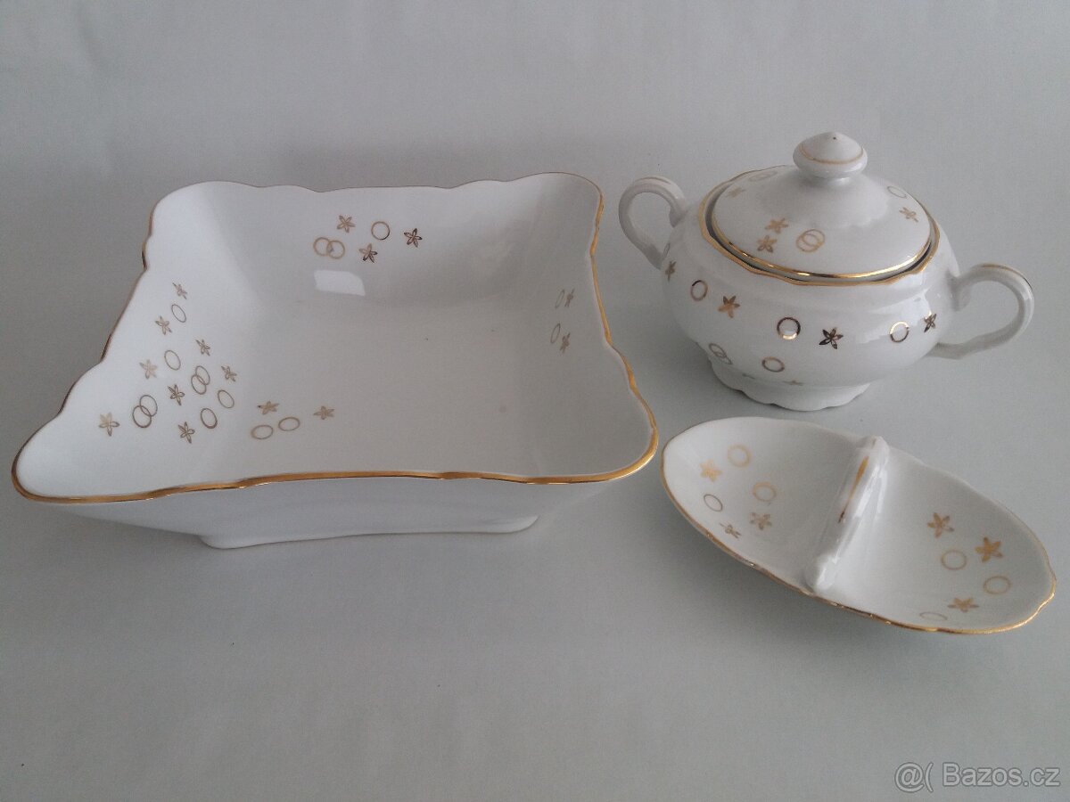 Jídelní servis retro velký zlacený - 9